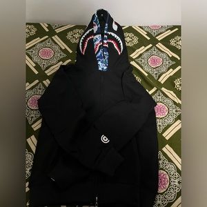 BAPE ABC Camo Shark Full Zip Double Hoodie Blue